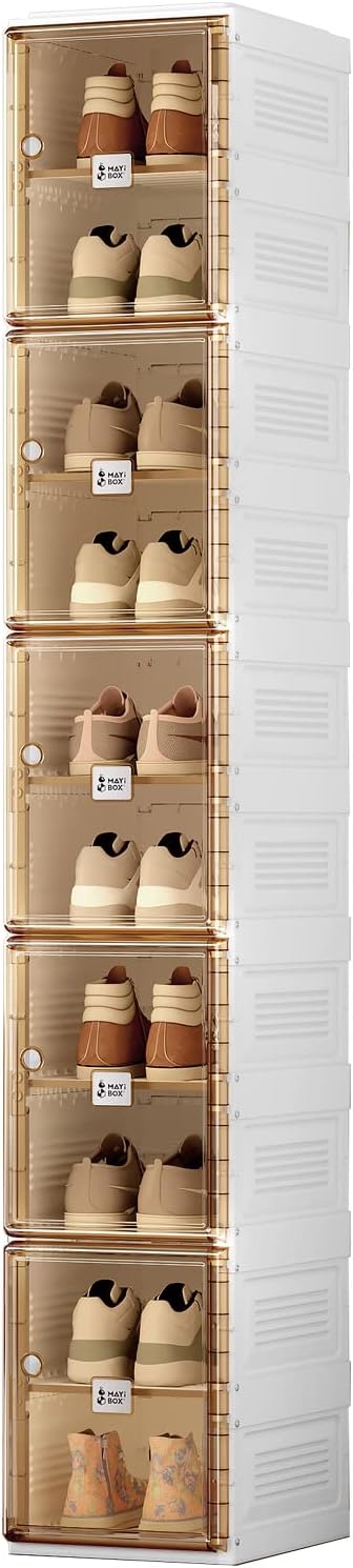 Shoe Organizer Storage Box, Portable Folding Shoe Rack Easy Assembly