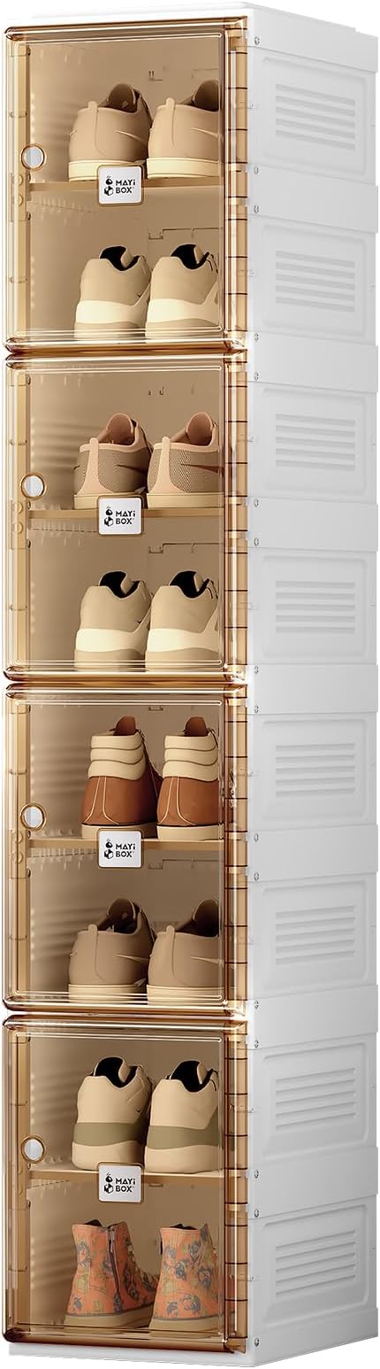 Shoe Organizer Storage Box, Portable Folding Shoe Rack Easy Assembly